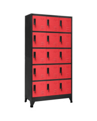 Armoire à casiers Anthracite et rouge 90x40x180 cm Acier | Mobilier & Déco