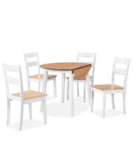 Ensemble de salle à manger 5 pcs MDF et hévéa Blanc | Mobilier & Déco