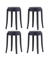 Tabourets empilables lot de 4 noir plastique | Mobilier & Déco