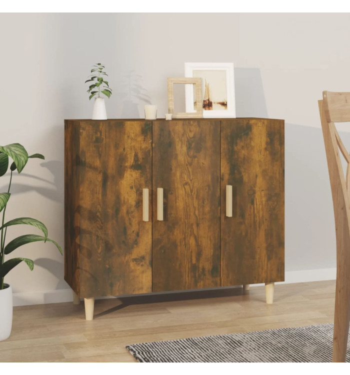 Buffet chêne fumé 90x34x80 cm bois d'ingénierie | Mobilier & Déco