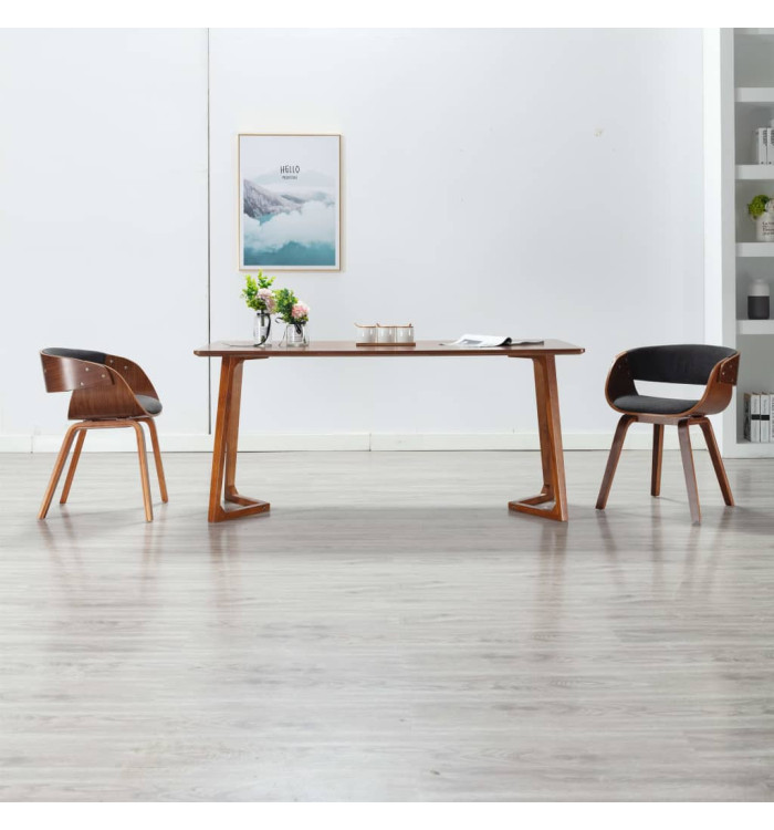 Chaises à manger lot de 2 gris bois courbé et tissu | Mobilier & Déco