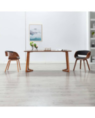 Chaises à manger lot de 2 gris bois courbé et tissu | Mobilier & Déco