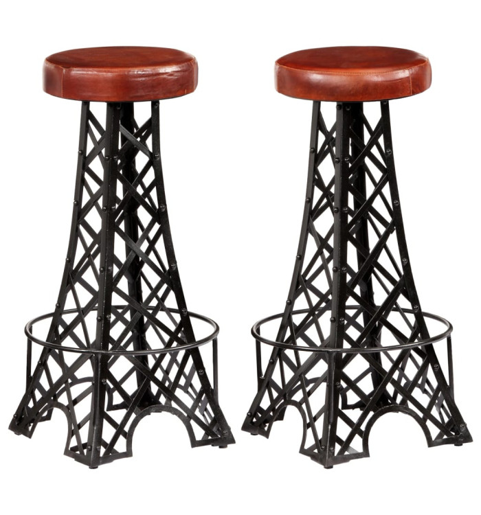 Tabourets de bar lot de 2 cuir véritable | Mobilier & Déco