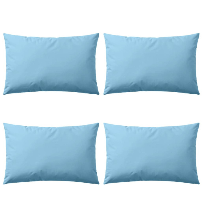 Oreiller d'extérieur lot de 4 60 x 40 cm Bleu clair | Mobilier & Déco