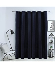 Rideau occultant avec anneaux en métal Velours Noir 290x245 cm | Mobilier & Déco