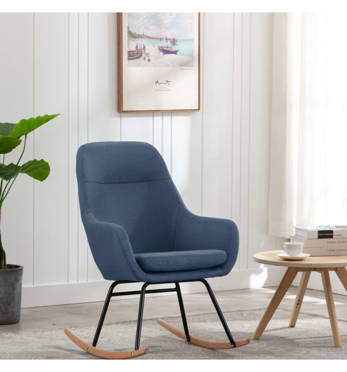 Chaise à bascule Bleu Tissu | Mobilier & Déco