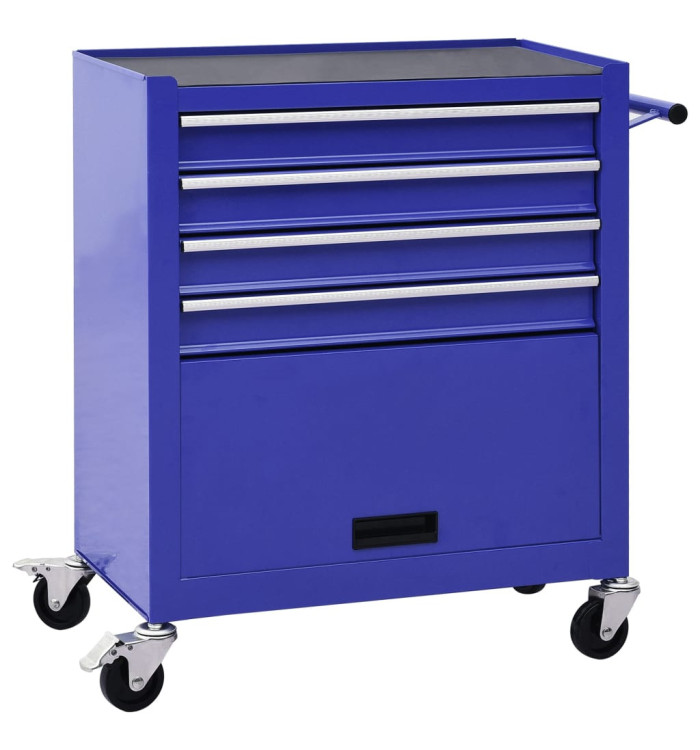Chariot à outils avec 4 tiroirs Acier Bleu | Mobilier & Déco