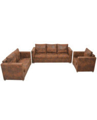 Ensemble de canapés 3 pcs cuir daim synthétique | Mobilier & Déco