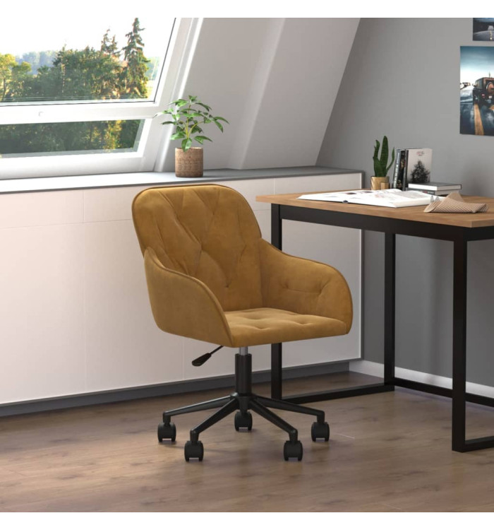 Chaise pivotante de bureau Marron Velours | Mobilier & Déco