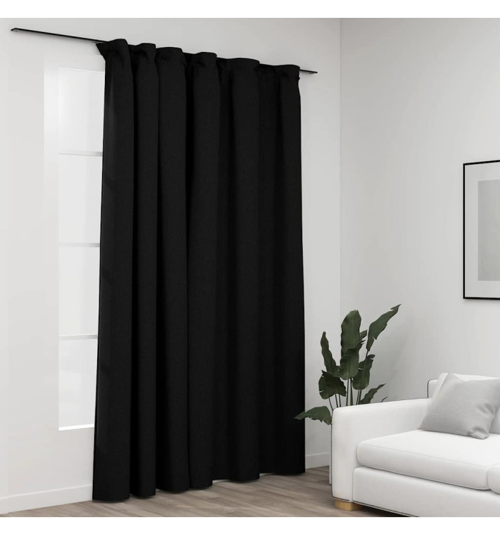 Rideau occultant d'aspect de lin crochets Anthracite 290x245 cm | Mobilier & Déco
