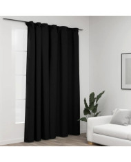 Rideau occultant d'aspect de lin crochets Anthracite 290x245 cm | Mobilier & Déco