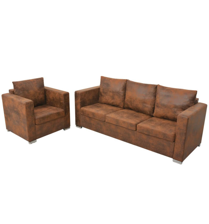 Ensemble de canapés 2 pcs cuir daim synthétique | Mobilier & Déco