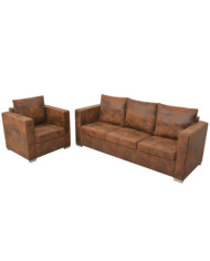 Ensemble de canapés 2 pcs cuir daim synthétique | Mobilier & Déco
