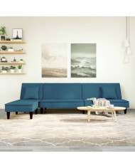 Canapé-lit en forme de L bleu 255x140x70 cm velours | Mobilier & Déco