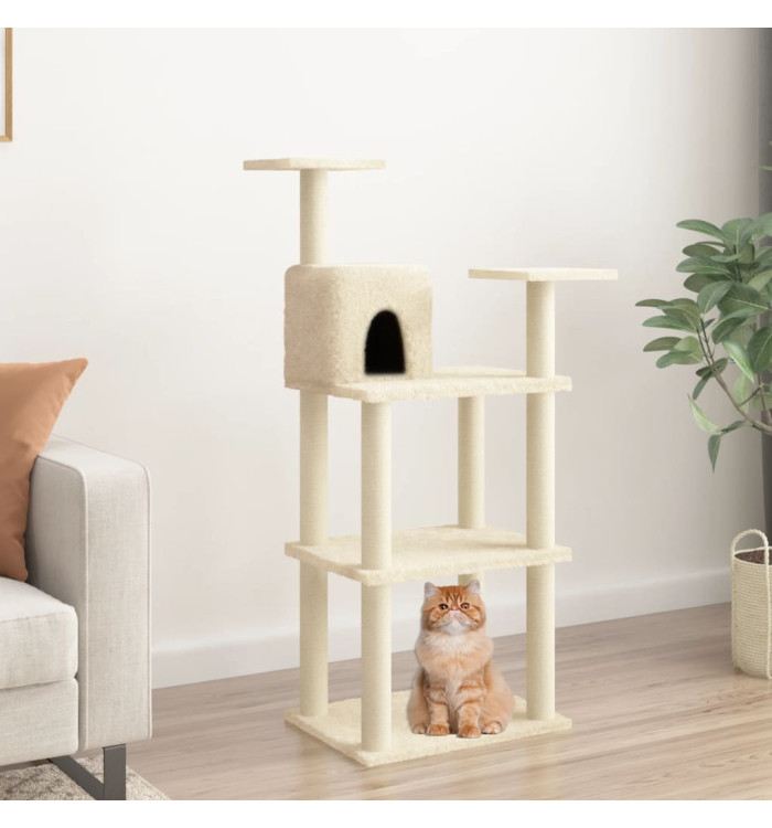 Arbre à chat avec griffoirs en sisal crème 118,5 cm | Mobilier & Déco