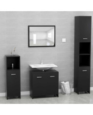 Ensemble de meubles de salle de bain Noir Bois d'ingénierie | Mobilier & Déco