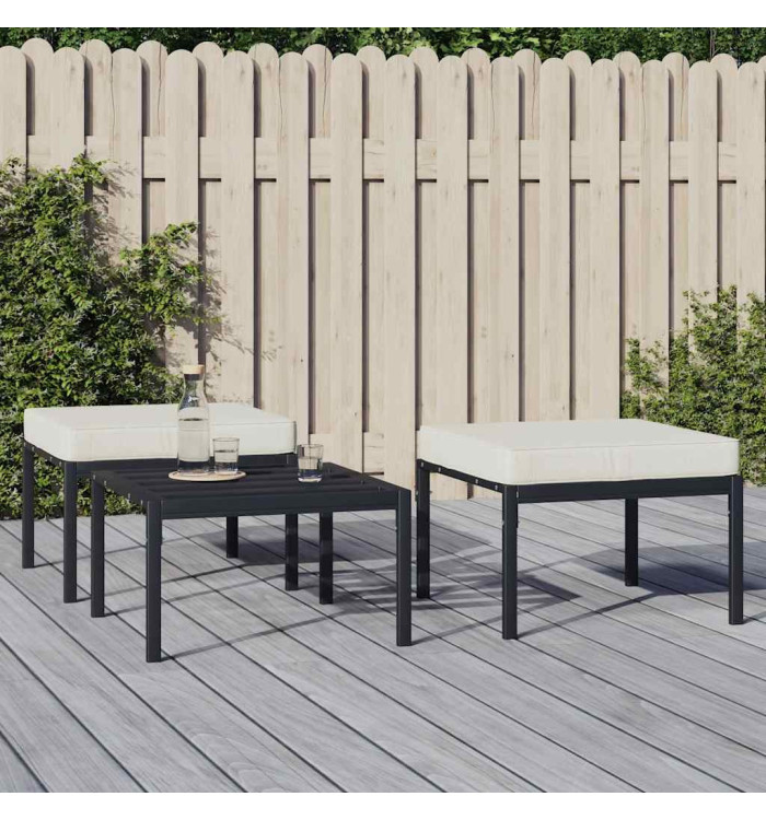 Tabourets de jardin et coussins sable lot de 2 60x60x35cm acier | Mobilier & Déco