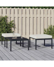 Tabourets de jardin et coussins sable lot de 2 60x60x35cm acier | Mobilier & Déco