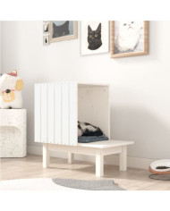 Maison pour chat Blanc 60x36x60 cm Bois de pin massif | Mobilier & Déco