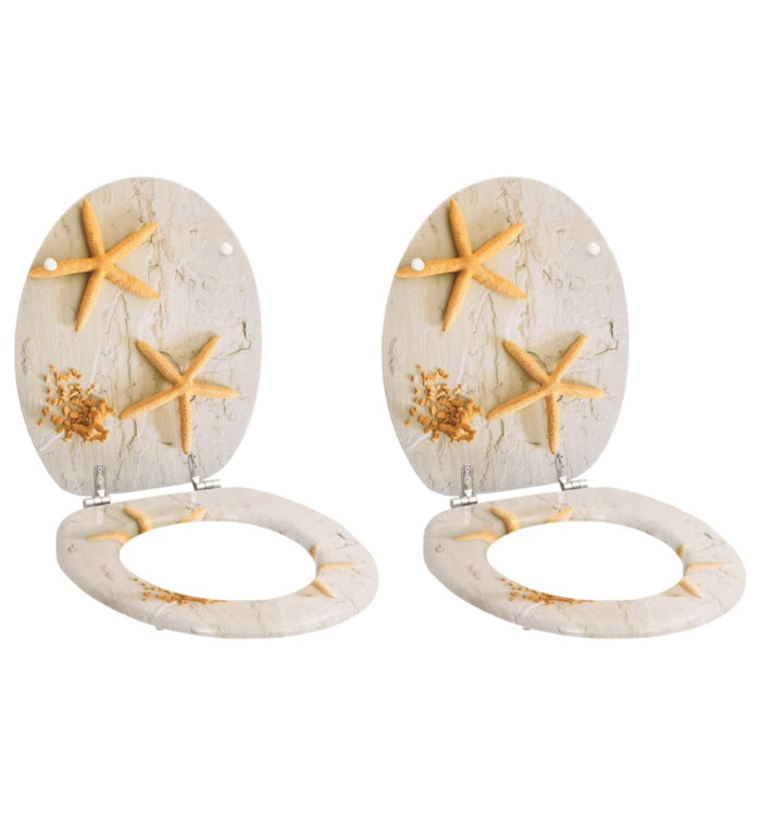 Sièges de toilette avec couvercles 2 pcs MDF Étoile de mer | Mobilier & Déco