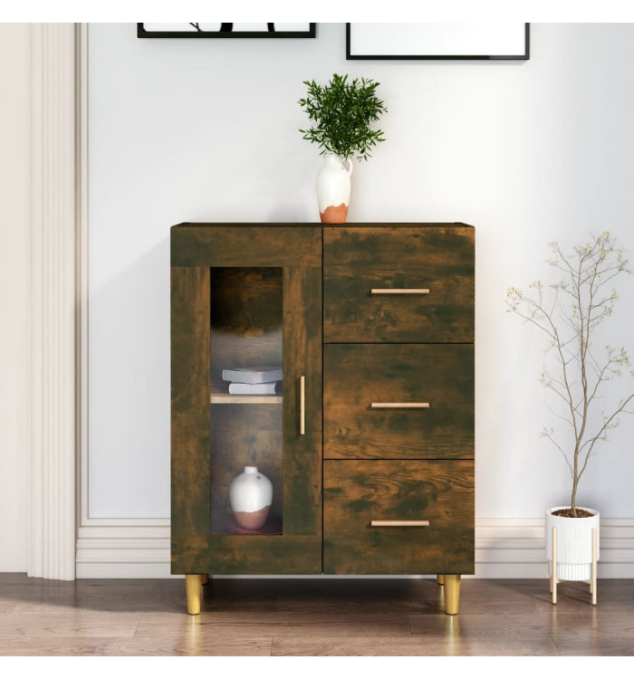 Buffet chêne fumé 69,5x34x90 cm bois d'ingénierie | Mobilier & Déco