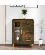 Buffet chêne fumé 69,5x34x90 cm bois d'ingénierie | Mobilier & Déco