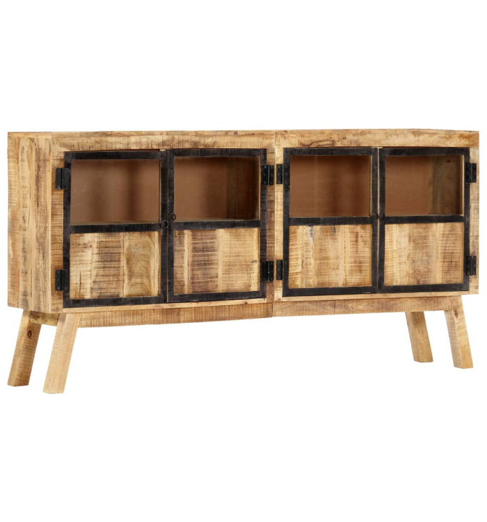 Buffet Marron et noir 160x30x80 cm Bois de manguier solide brut | Mobilier & Déco