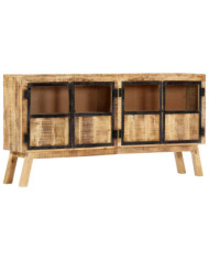 Buffet Marron et noir 160x30x80 cm Bois de manguier solide brut | Mobilier & Déco