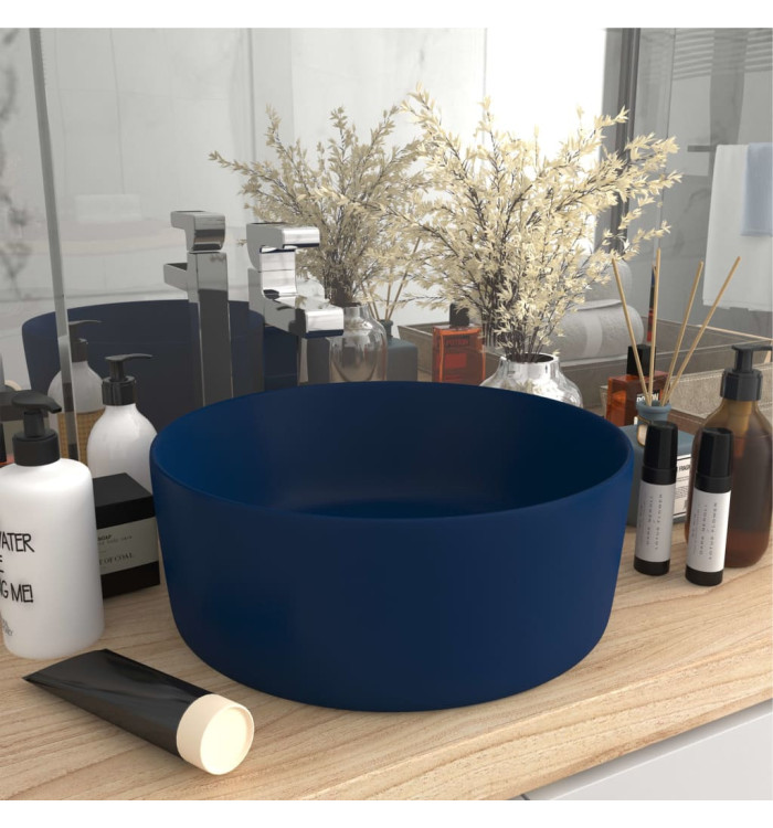 Lavabo rond de luxe Bleu foncé mat 40x15 cm Céramique | Mobilier & Déco