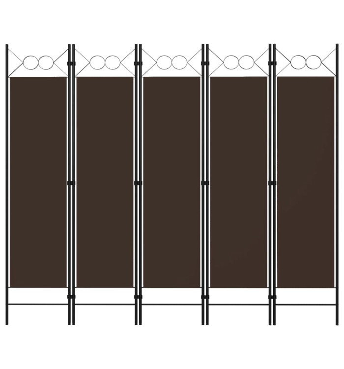 Cloison de séparation 5 panneaux Marron 200x180 cm | Mobilier & Déco