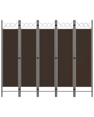 Cloison de séparation 5 panneaux Marron 200x180 cm | Mobilier & Déco