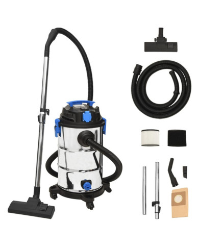 Aspirateur sec et humide 1200 W 30 L Argenté | Mobilier & Déco