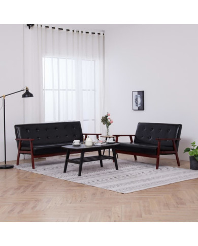 Ensemble de canapés 2 pcs Noir Similicuir | Mobilier & Déco
