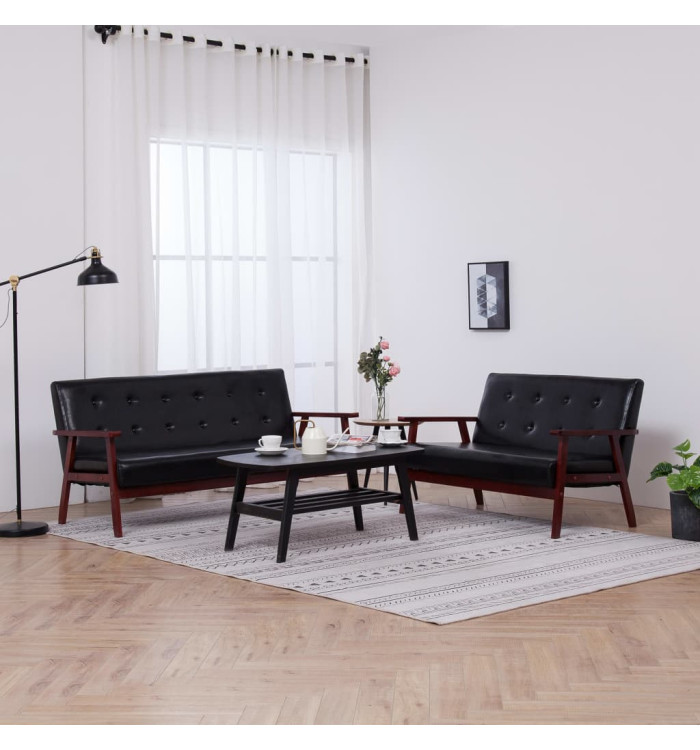 Ensemble de canapés 2 pcs Noir Similicuir | Mobilier & Déco
