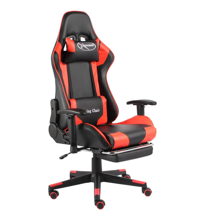 Chaise de jeu pivotante avec repose-pied Rouge PVC | Mobilier & Déco