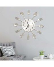 Horloge murale et cuillère et fourchette Argenté 31cm Aluminium | Mobilier & Déco