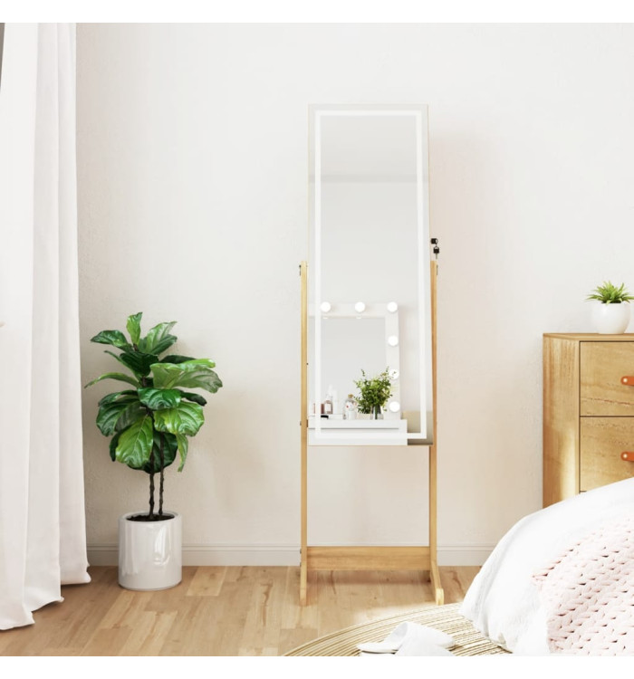 Armoire à bijoux miroir avec lumières LED sur pied | Mobilier & Déco