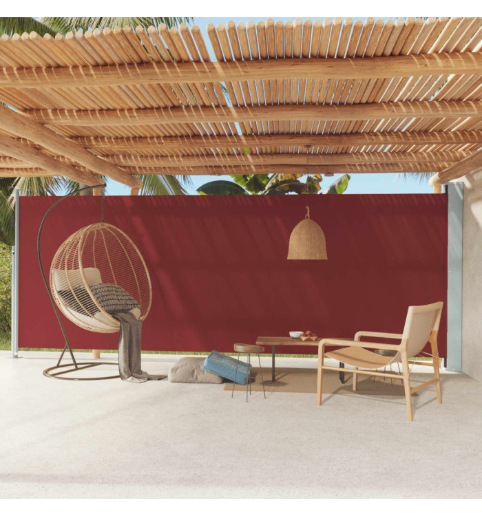 Auvent latéral rétractable de patio 200x600 cm Rouge | Mobilier & Déco
