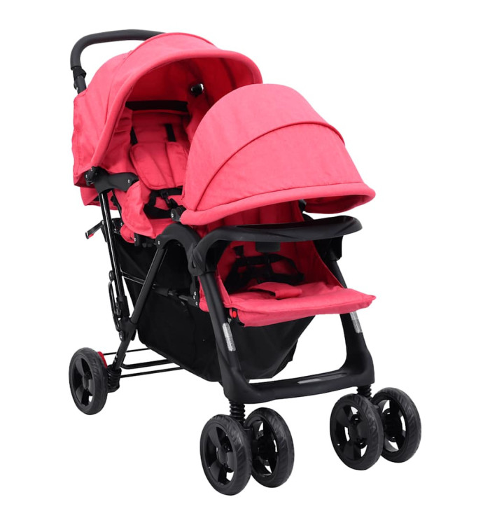 Poussette à deux places Rouge Acier | Mobilier & Déco