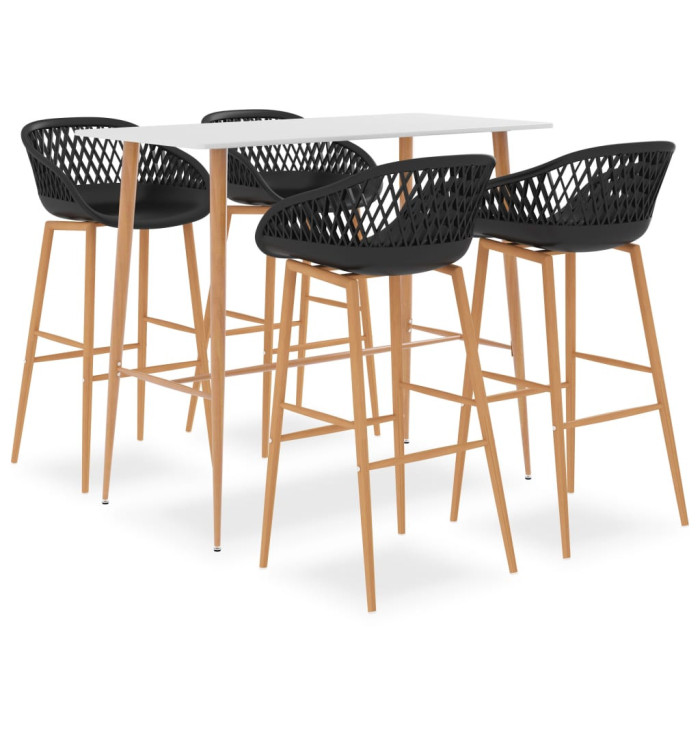 Ensemble de bar 5 pcs Blanc et noir | Mobilier & Déco