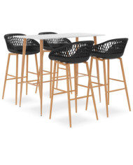 Ensemble de bar 5 pcs Blanc et noir | Mobilier & Déco