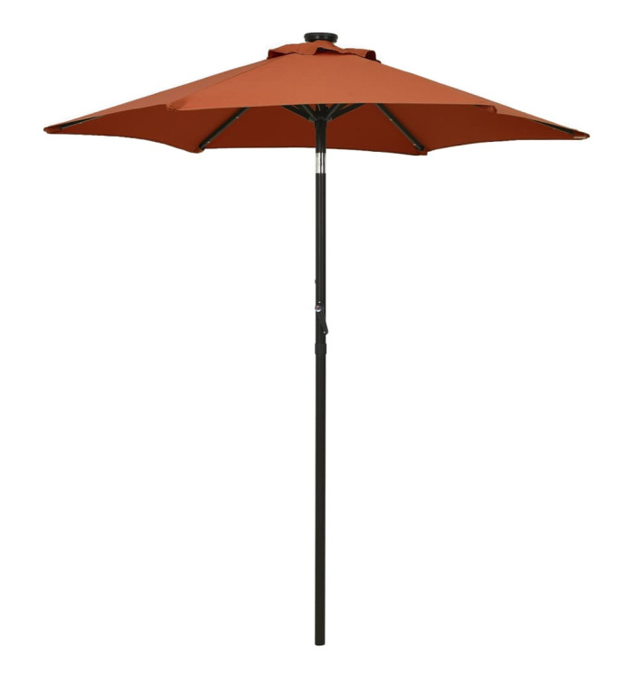 Parasol de jardin avec lumières LED terre cuite aluminium | Mobilier & Déco