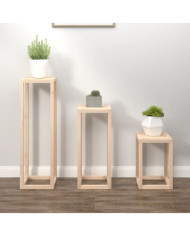 Ensemble de supports pour plantes 3 pcs Bois de pin massif | Mobilier & Déco