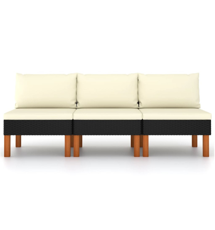 Canapés centraux 3 pcs Résine tressée et bois d'eucalyptus | Mobilier & Déco