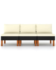Canapés centraux 3 pcs Résine tressée et bois d'eucalyptus | Mobilier & Déco