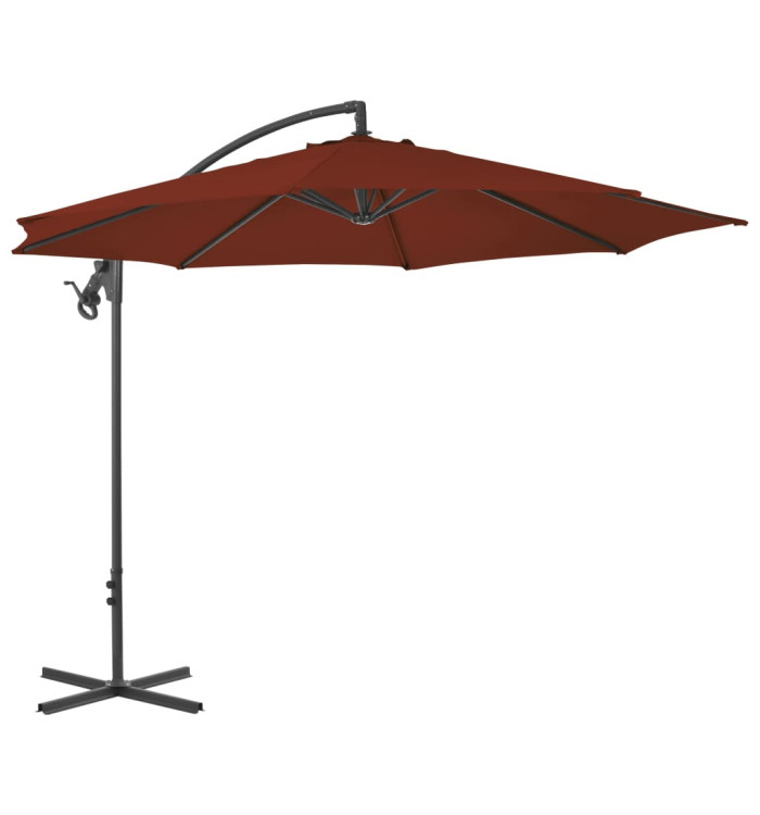 Parasol de jardin en porte-à-faux avec mât en acier terre cuite | Mobilier & Déco