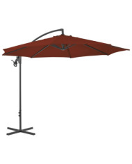 Parasol de jardin en porte-à-faux avec mât en acier terre cuite | Mobilier & Déco