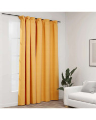 Rideau occultant d'aspect de lin avec crochets Jaune 290x245 cm | Mobilier & Déco