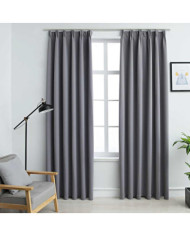 Rideaux occultants avec crochets 2 pcs Gris 140x175 cm | Mobilier & Déco