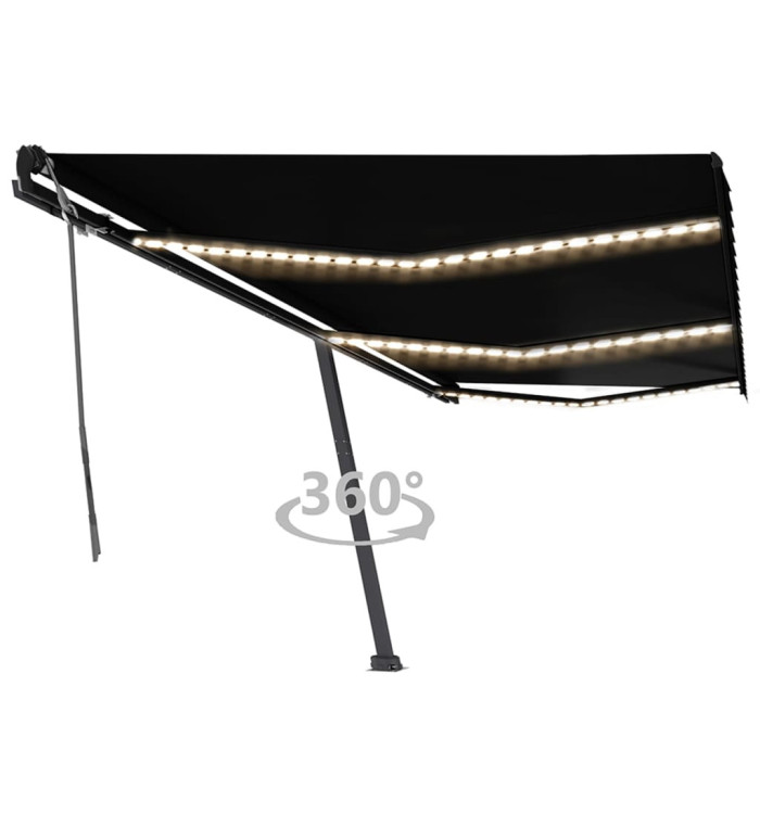 Auvent manuel rétractable avec LED 600x350 cm Anthracite | Mobilier & Déco